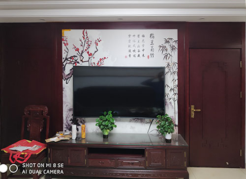 弓长岭中式家庭装修电视柜效果展示